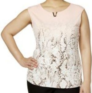 Calvin Klein blush and animal print blouse